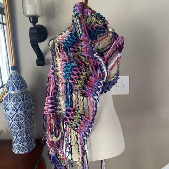 Anthropologie Crochet Multi Color Scarf - Picture 2 of 7